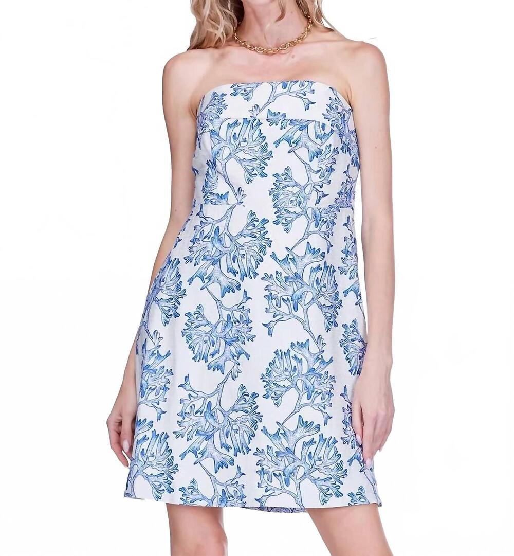NEW JADE & JOY JOY strapless a-line mini dress in blue coral